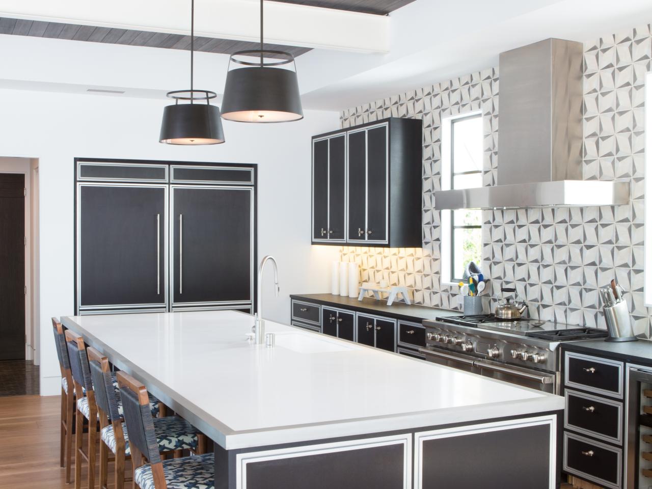 Black White Contemporary Open Kitchen